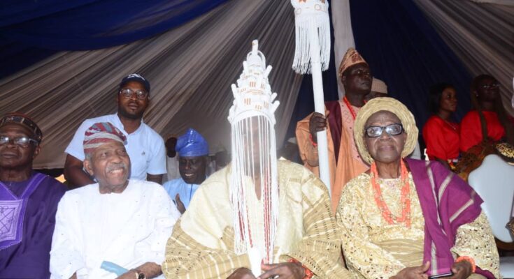 Akeredolu Presents Staff of Office to Former SGF, Olu Falae as Ondo Traditional Ruler