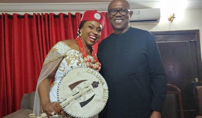 Moment Chimamanda meets Peter Obi in Anambra