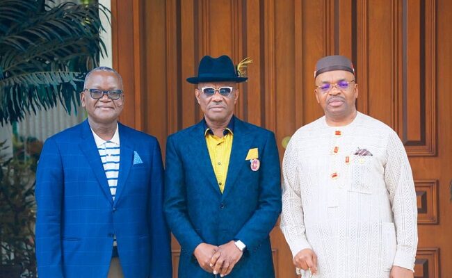 Ortom, Udom visit Wike in Rivers