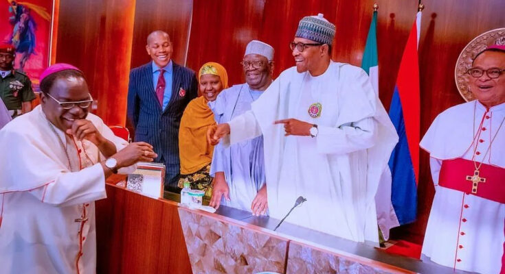 Kukah, Buhari All Smiles As They Meet In Aso Villa