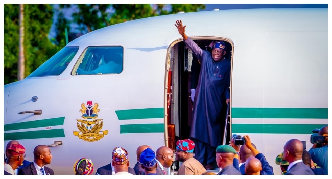 Tinubu Returns To Nigeria After ECOWAS Summit In Guinea Bissau