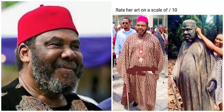 “If Na Your Papa Dem Mold Like Dis, You Go Like Am?” – Reaction As Lady Makes Sculpture Of Pete Edochie