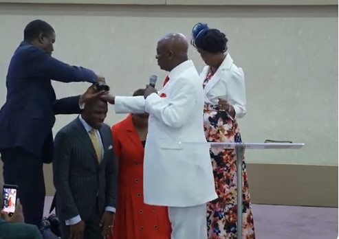 PHOTOS: Oyedepo’s son unveils ministry, receives blessings from father