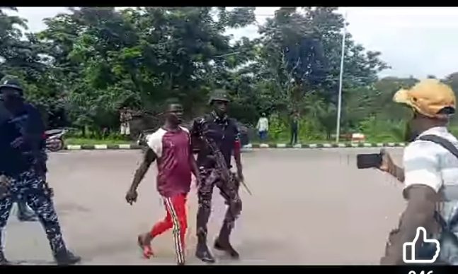 FCT Police Nab Man With knife Attempting To Stab Protesters (Video)