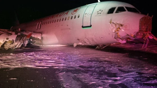 Air Canada plane skids off runway in Halifax, part catches fire