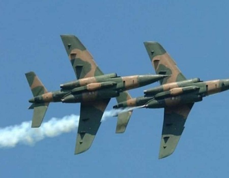 Fighter jet targeted at Lakurawa, gunships kill 37 bandit leaders, Air Force, task force, Bandits, Air component, thunder strike, DHQ, troops, bandits, 19 NAF aircraft, Airstrikes kill 28 suspected terrorists in Niger