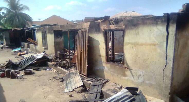 Fire guts building in Imo