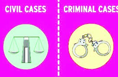 What differentiates civil or criminal cases?