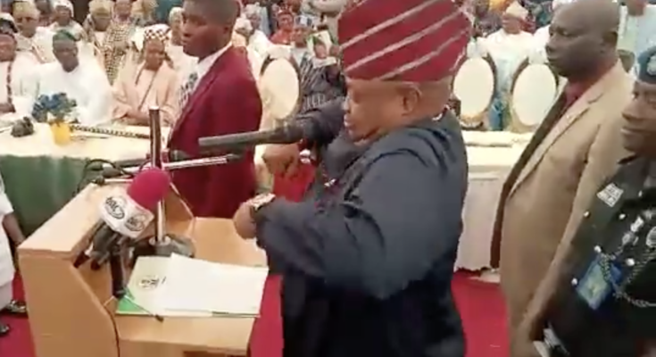 Davido’s Uncle, Ademola Adeleke Dances To ‘Buga’ On His First Day At Work As Governor Of Osun State