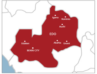 Edo land-grabbers victims,Wild animals invade Edo community, Auto crash claims four lives in Benin, Commission donates sports equipment, Ulegun Community Demolition: Developer cries out for justice, Edo CSO protests against cultism, demands end to killings, mummified my mother's corpse, Suspected ritual killers,Edo community cries, Medical doctor arrested in Edo, Footballers protest sudden death, killed over trailer parking fees, Protesters barricade Benin-Lagos road over herdsmen attacks, Four killed as soldiers take over Edo community, Father remanded for defiling 15-month old child, Edo Police kill prison escapee turned armed robber, recover arms, Suspected armed robbers attack banks in Uromi, 24-hour after parade, airport project in Edo North, Edo secondary school students strip policeman, Youths foil attempt to arrest traditional ruler by DSS in Edo, Public works volunteers arrest two suspected illegal oil bunkerers in Edo, Runaway inmate arrested, Aftermath ban on CDA, one killed, three injured in Edo community, Edo community gets electricity, Community blocks Benin-Ekpoma-Auchi Road, Three die as communities fight , herdsmen in gun duel, traders, two mobbed in edo, cult leaders, edo travellers, edo female trader, students, lecturer in Edo, Group kicks as Imansuangbon's name disappear from Edo national delegates list, Adjoto, Onobun, Igbinedion, others emerge as PDP holds parallel primary in Edo