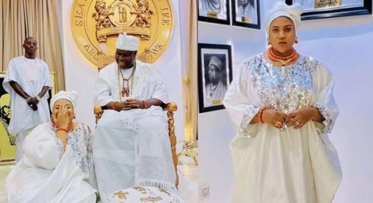 Reactions as Nkechi Blessing visits Ooni of Ife weeks after revealing interest to be his next wife