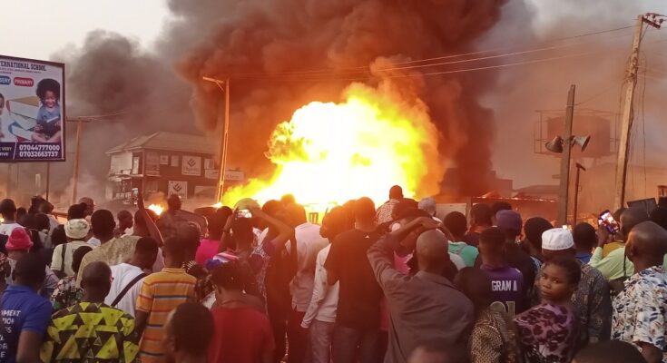 Filling station, shops, residential buildings burnt as fuel tanker skids off road, catches fire in Apata, Ibadan