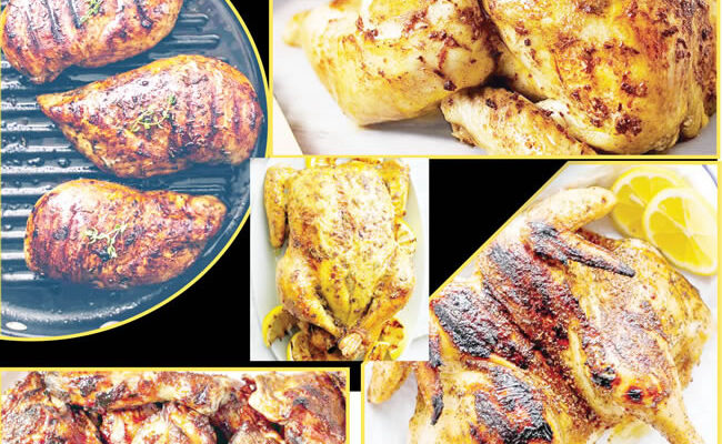 Juicy grilled whole chicken for Christmas