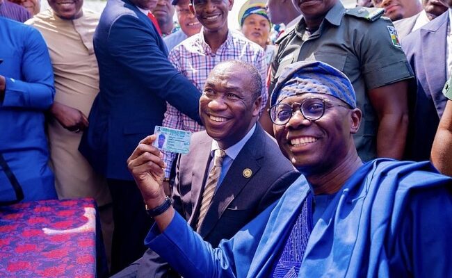 Sanwo-Olu picks his PVC, charges Lagosians to get theirs