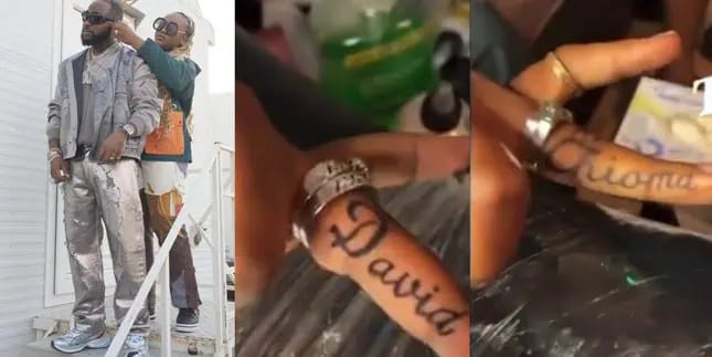 Davido, Chioma Rowland Get Matching Tattoos On Their Ring Finger