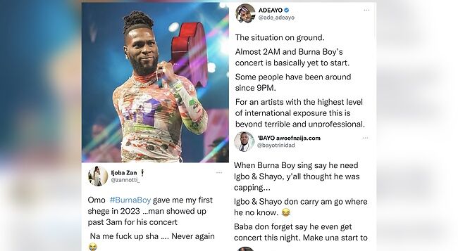 'This is beyond terrible, unprofessional,' disappointed fans lambast Burna Boy for turning up 7 hours late for concert