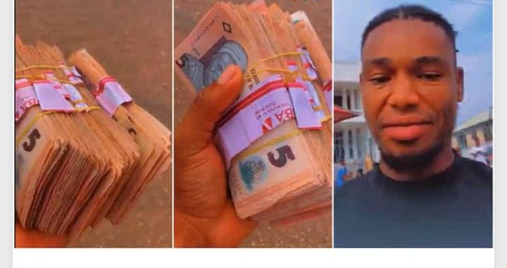 Customer surprised as bank dispenses eight bundles of five naira notes