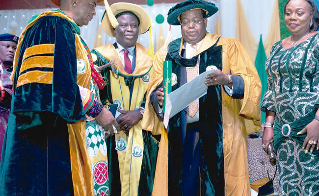 Onasanya donates N1m cash gift to FUOYE’s best accounting student, bags honorary doctorate