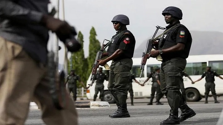 Armed police officers on duty