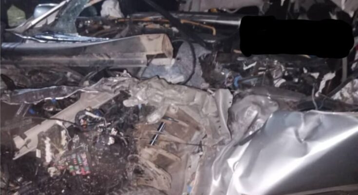 Four Dead As Driver Rams Car Into Truck While Pressing Phone In Ogun