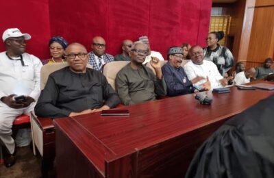 Peter Obi Arrives In Court, Use Of Phones, Other Gadgets Banned Inside