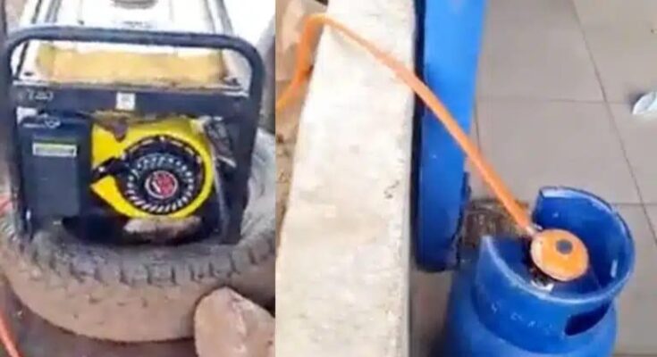 Nigerian Seen Using Cooking Gas To Power Generator (Video)