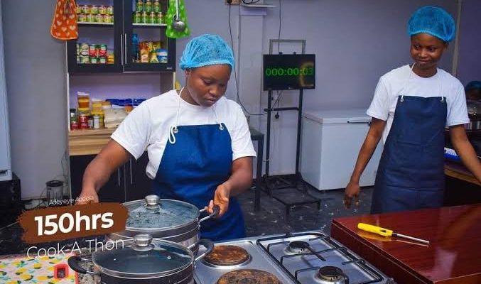 Chef Adeola completes 150-hour of cook-a-thon, says cooking continues 