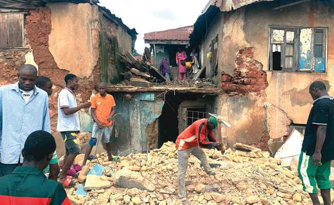 Four injured as two-storey building collapses in Ibadan