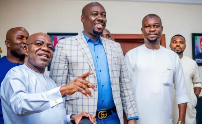 PHOTOS: Billionaire businessman, Obi Cubana meets Abia Gov, Otti