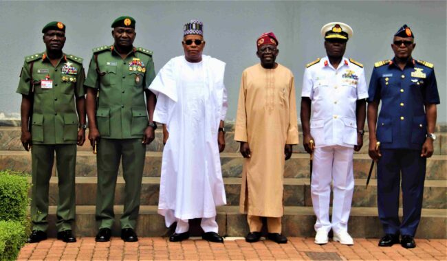 PHOTOS: Tinubu decorates service chiefs with new ranks