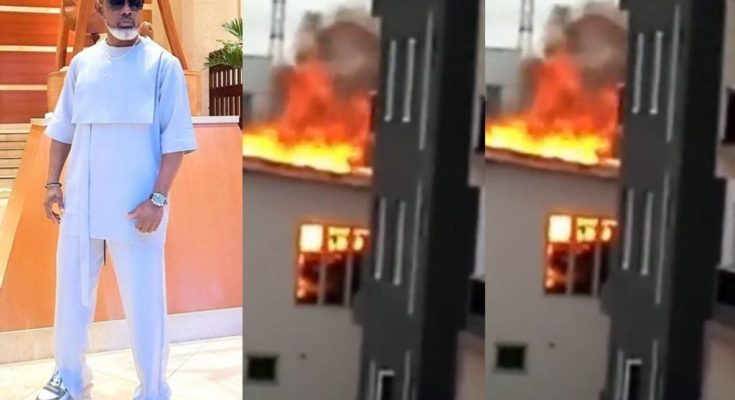 Fire Guts AY Makun’s Lekki Mansion, Property Worth Millions Destroyed (Video)