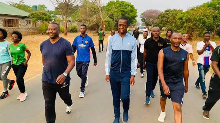 Edgar Lungu jogging