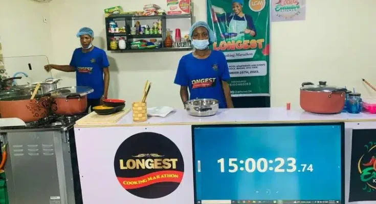 Reactions As Ibadan-Based Chef Begins Cooking Marathon To Break Hilda Baci’s GWR (Video)