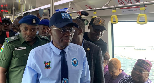 Sanwo-Olu Rides As Lagos Blue Line Rail Begins Operations (Photos)