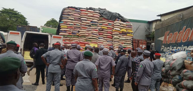 Customs intercepts eight trailers of imported rice in South West