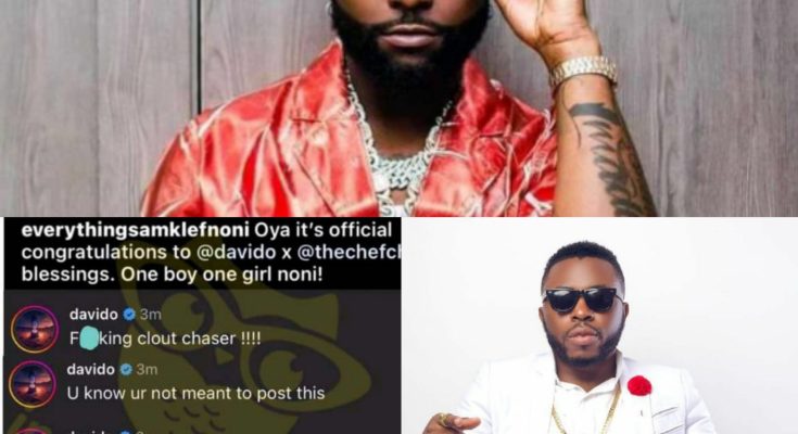 Davido berates Samklef for allegedly leaking his twins video