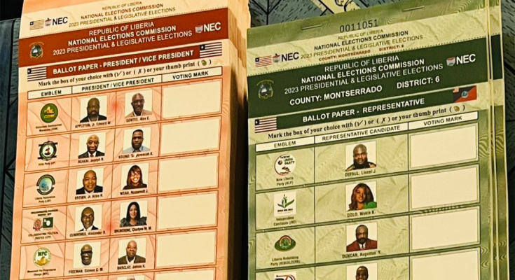 Liberia's ballot paper