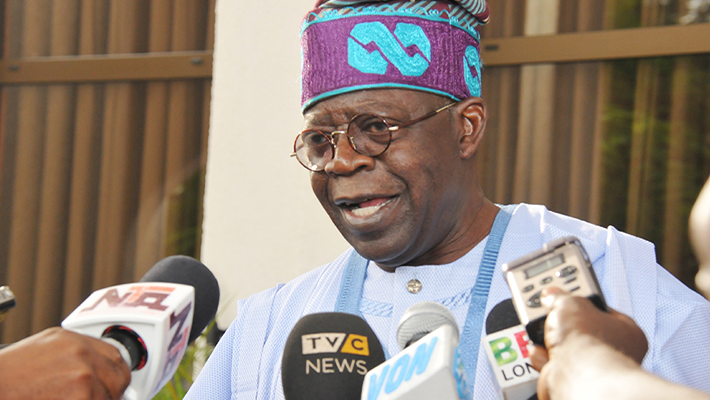 TINUBU SPEAKING WITH JOURNALISTS