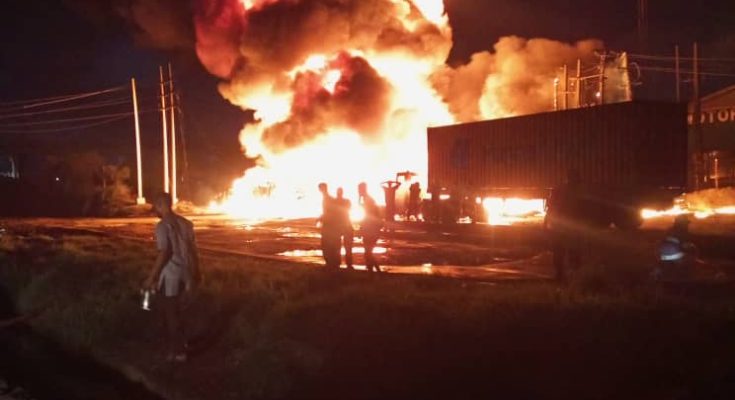 Tanker explodes at Iganmu bridge, Lagos