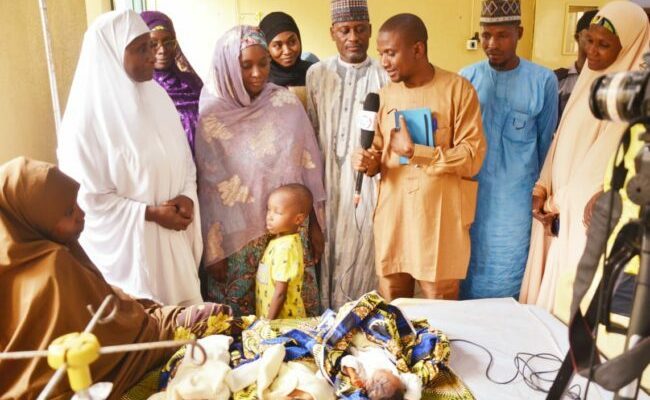 Woman delivers triplets in Zamfara, receives welfare package