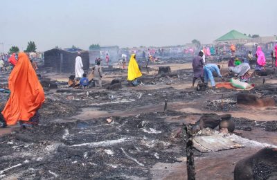 Two Die As Fire Razes Over 1,000 Houses At Borno IDP Camp – (Photos)