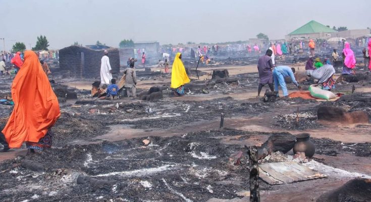 Two Die As Fire Razes Over 1,000 Houses At Borno IDP Camp – (Photos)