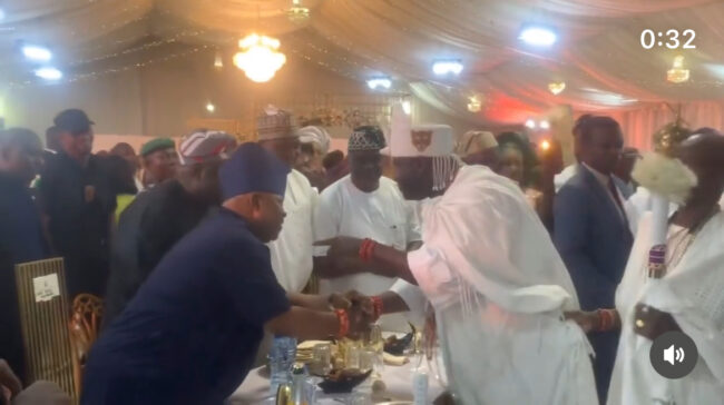 VIDEO: Ooni of Ife sighted shaking hands with Adeleke at event