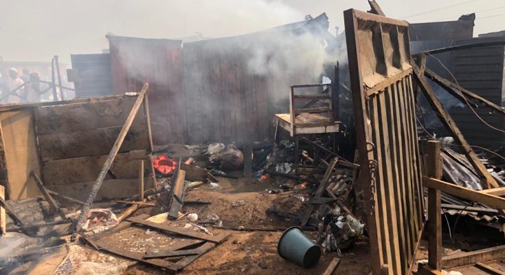 Goods Destroy As Gas Explosion Destroys Seven Shops In Lagos Market (Photos)