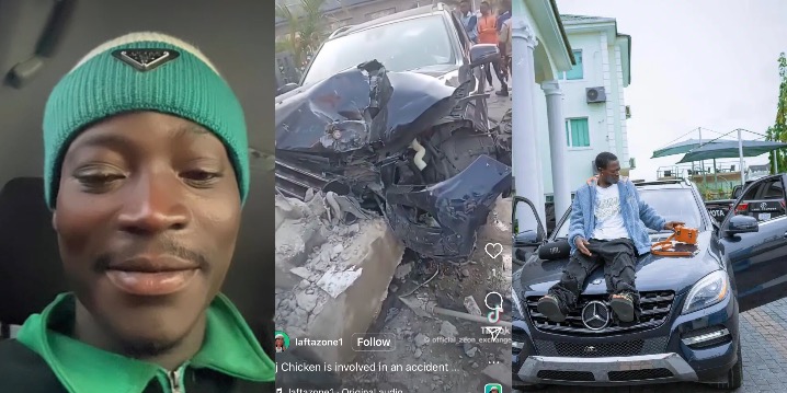 “I Get Money, I Fit Buy 3 Or 4 Benz; I No Broke Like Portable” – DJ Chicken Brags Following Car Crash (Video)