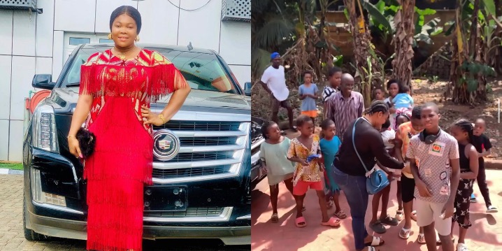 Ruby Orjiakor Puts Smiles On Faces As She Shares Bags Of Rice, Money In Her Community