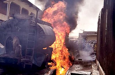 Shops, Viewing Centre Destroyed In Kwara Tanker Fire