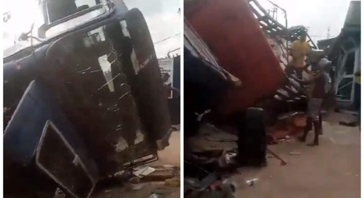 Truck Crashes Into Lagos Drainage (Video)