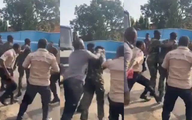 Drama As FRSC Officials Beat Up Soldiers For Invading Their Office