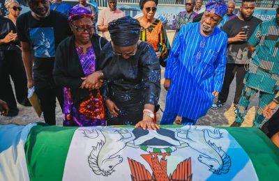 PHOTOs: Remains of late Ondo governor, Akeredolu arrives Nigeria